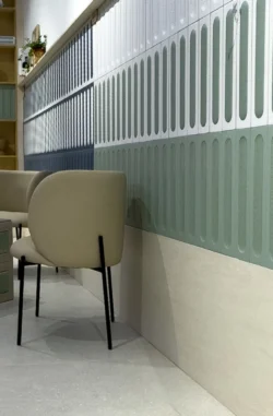 Glazura dekoracyjna zielona na ścianie, model Harmony DOCS GREEN VALLEY LT 9,5X39,5