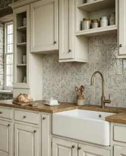 Kuchnia w stylu grandmillennial płytki Harmony Mayolica Bloom 15X15