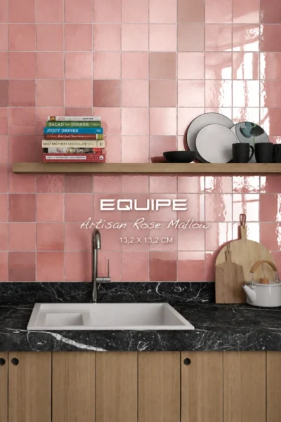Płytki różowe kwadratowe błyszczące EQUIPE Artisan Rose Mallow 13,2X13,2