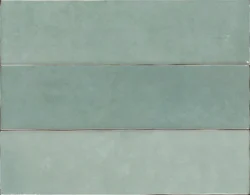 Płytki cegiełki ścienne w kolorze zgaszonego turkusu Estudio Zellij Azurean 6,2X25 cm