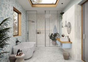 Płytki cegiełki białe łazienkowe Marca Corona Miniature Cera Bianco Latte 6x24 J415. Kafelki pod prysznic.