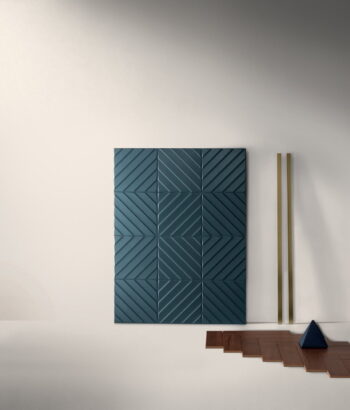 Włoska glazura 3D na ścianę - MARCA CORONA 4D diagonal deep blue 20x20. Płytki w kolorze ciemnoniebieskim z matową powierzchnią do łazienki na ścianę.