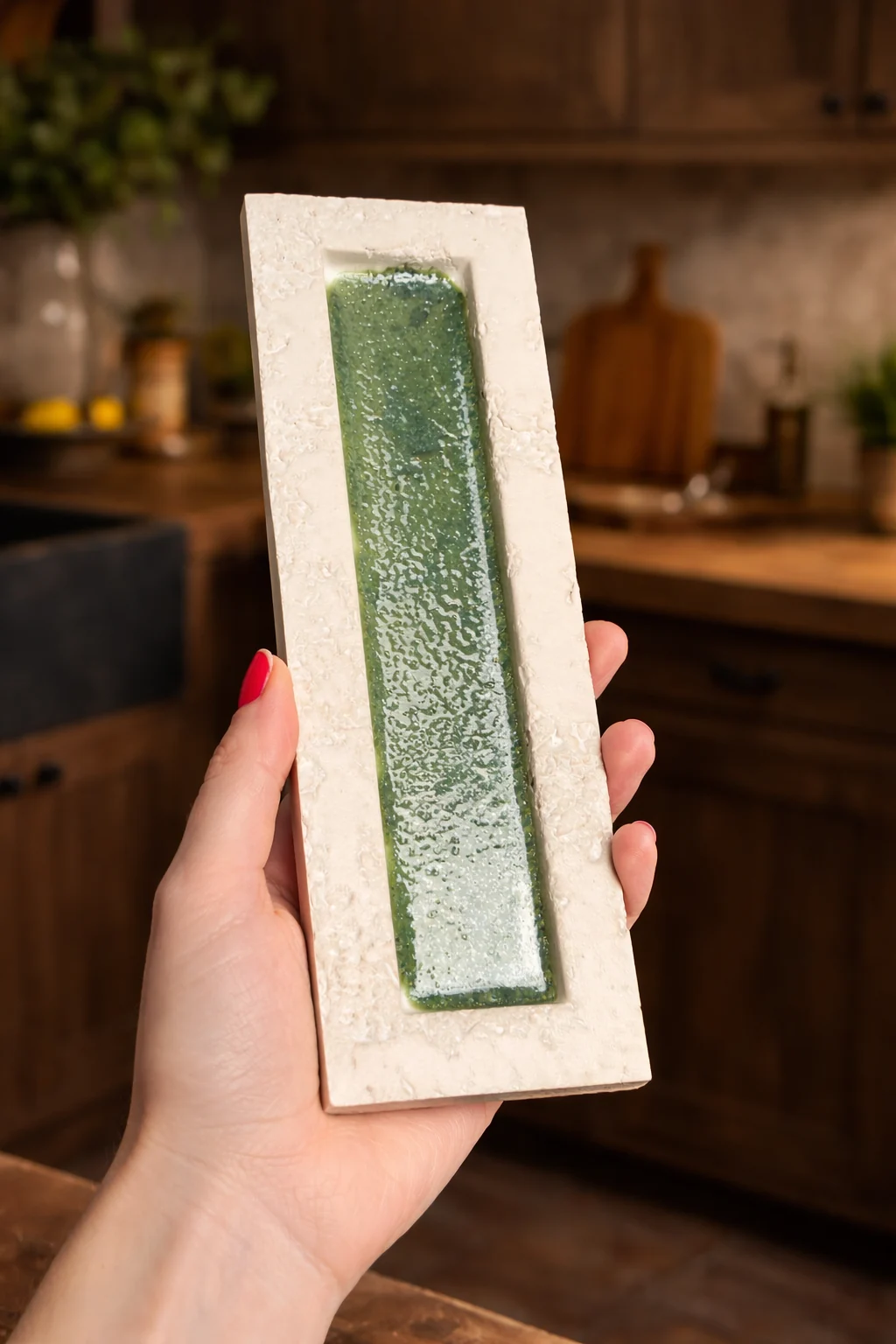 Płytka trójwymiarowa cegiełka zielona kuchenna Natucer SUNRISE-W GREEN 8x27 cm