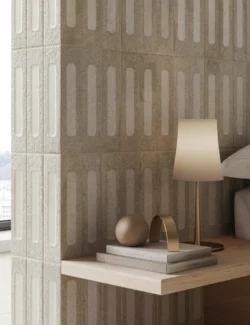 Płytki ceglane szarobeżowe dekor ścienne Marca Corona J420 Fornace Formella Argilla Naturale 6x24 cm