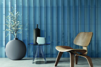 Płytki dekoracyjne 3D, błękitne na ścianę do salonu - Harmony BOW AZURE 15X45