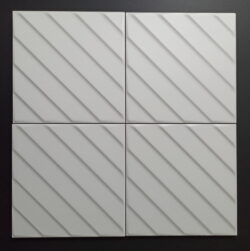 Białe płytki trójwymiarowe do łazienki na ścianę - Marca Corona 4d Diagonal White 20x20cm.