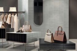 Włoskie płytki 3d szare błyszczące ścienne Marca Corona Miniature Rima Piuma 6x24