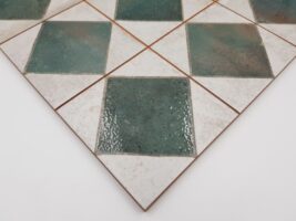 Kafelki szachownica biało-zielone - Peronda Fs ARLES GREEN LT 33x33 cm. Płytki szachownica na podłogę i ścianę. Kafelki kuchenne.