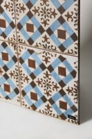 Płytki w geometryczne wzory - Peronda Fs Original FS-4 45x45 cm. Hiszpańska płytka kwadratowa na podłogę w geometryczne wzory, niebiesko - brązowe