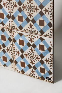 Płytki w geometryczne wzory - Peronda Fs Original FS-4 45x45 cm. Hiszpańska płytka kwadratowa na podłogę w geometryczne wzory, niebiesko - brązowe