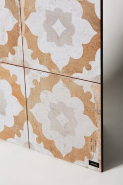 Płytki z motywem roślinnym - Peronda Fs Blossom 45x45cm. Produkt na podłogę w kolorach: białym, szary i brązowym - piaskowym