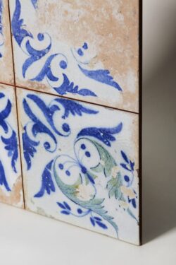 retro płytki - Peronda Fs Heritage Leaves Lt 45x45 cm. Płytka na podłogę i ścianę ze wzorem roślinnym i efektem postarzenia. Produkt retro z powierzchnią błyszczącą i matową.