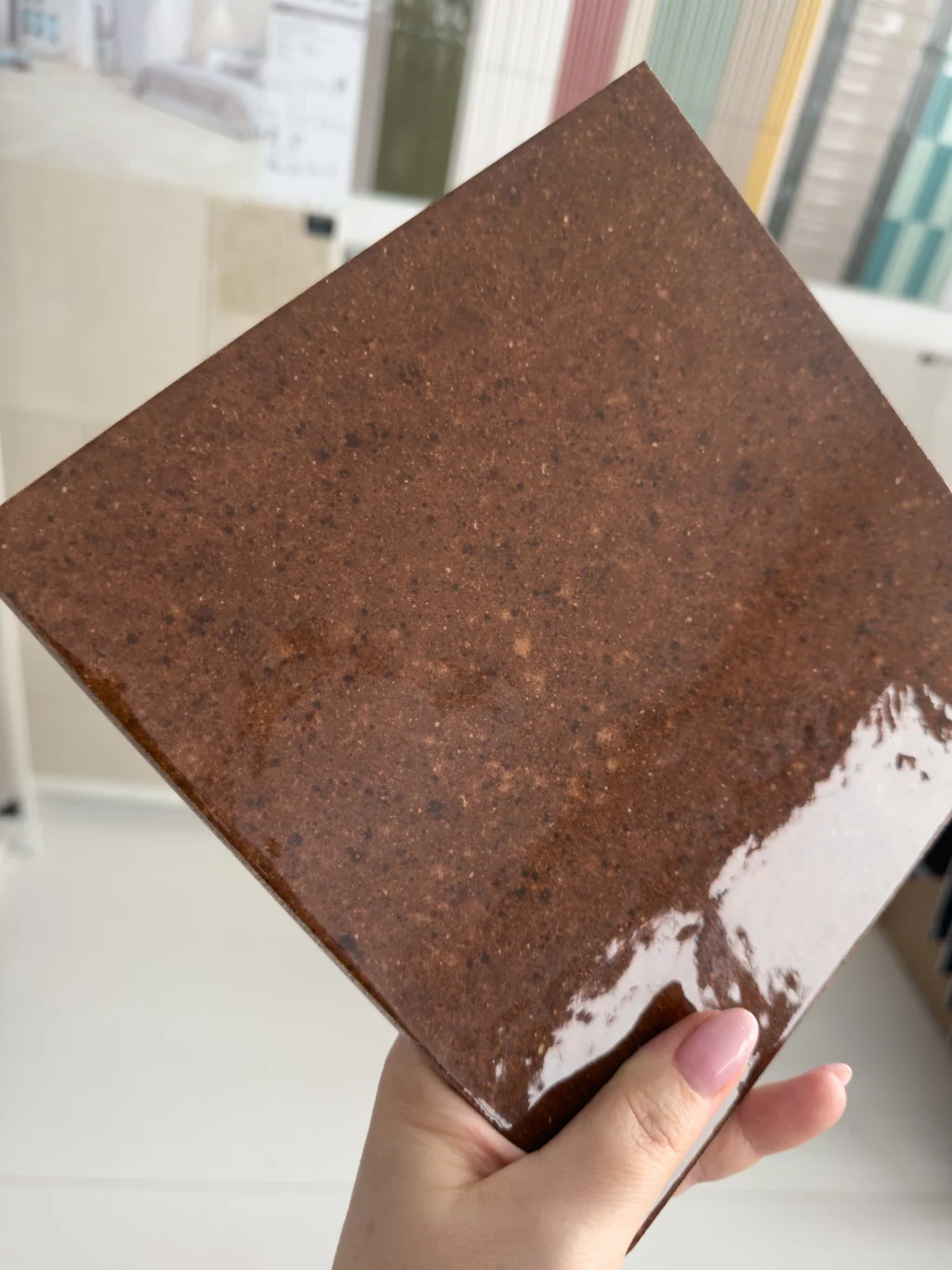 Kafelki brąz terakotowy 20x20 połysk kamieniopodobne Marca Corona Terrasale ROSSO LACCA 20X20 K257