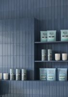 Kafelki cegiełki 3d na ścianę niebieskie w połysku Marca Corona Miniature Rima Indigo 6X24