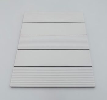 Płytki białe cegiełki w macie, dekor i baza - Estudio Glenbrook Polar White 5x20cm