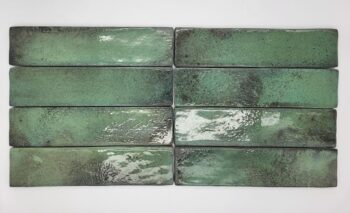 Płytki cegiełki zielone - Peronda Harmony Legacy green 6x25 cm. Płytki na ścianę do łazienki, kuchni z błyszczącą i matową powierzchnią w kolorze zielonym - metalicznym.