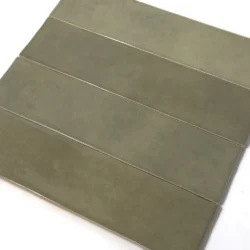 Płytki zielone ceramiczne ścienne błyszczące Estudio Zellij Khaki 6,2x25 cm