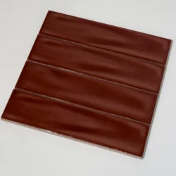 Płytki błyszczące cegiełki ciemny koral terakotowy CERASARDA Porto Rotondo Corallo 6X25cm. Włoskie płytki gres z powierzchnią trójwymiarową.