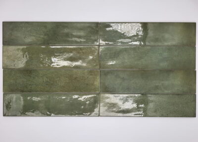 Płytki ścienne zielone - Peronda Harmony BARI GREEN 6×24,6 cm. Oryginalne, hiszpańskie kafelki w połyski z lekko wklęsłą powierzchnią.