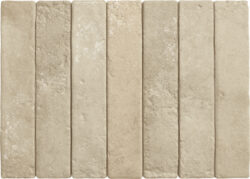 Płytki imitacja kamienia na ścianę Life Ceramica Abbey Limenstone 5x25. Kafelki cegiełki matowe w kolorze beżowym.