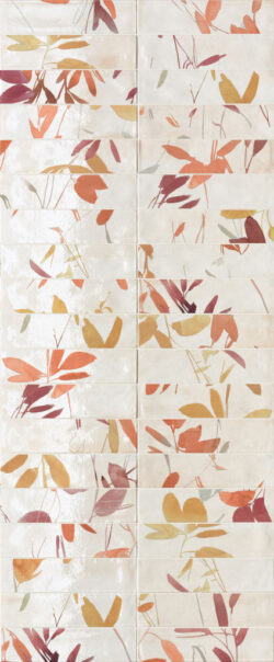 Kafelki dekoracyjne z motywem roślinnym na ścianę Marca Corona Multiforme 1741 Ramage Caldo 7,5x30cm I880