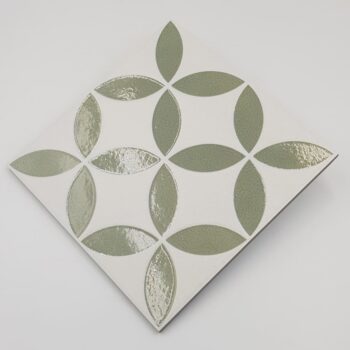 Kafle dekoracyjne, zielone - Peronda Harmony Mayari Green Petals LT 22,3x22,3 cm. Płytki podłogowo - ścienne z połyskującym, zielonym wzorem ozdobnym.