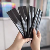 Marca Corona Miniature Rima Tartufo 6X24 płytki trójwymiarowe ścienne czarne błyszczące