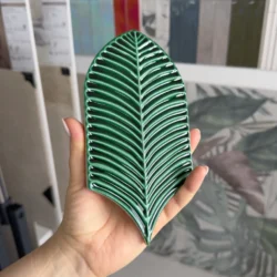 Płytka zielony liść Acquario Due CALATHEA Lucida A52 10X20 cm. Kafelki dekoracyjne, ceramiczne, na ścianę.