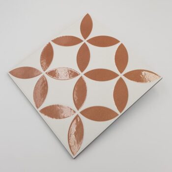 Płytki dekoracyjne do kuchni - Peronda Harmony Mayari Clay Petals LT 22,3x22,3 cm. Płytki w kwadratowym formacie z motywem kwiatowym w kolorze gliny.
