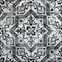 Płytki ozdobne - Absolut Keramika Mindanao Decor. Hiszpańska płytka dekoracyjna w rozmiarze 60,8X60,8 z czarnym pełnym wzorem na podłogę lub ścianę.