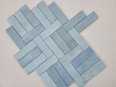 Błękitne płytki do kuchni, matowe - Peronda Harmony SAHN SKY 6.5x20cm. Płytki ceramiczne, retro na ścianę w różnych odcieniach błękitu - wariacja tonalna V4