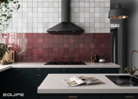 Equipe Artisan Burgundy 13x13 płytki burgundowe kuchenne