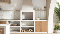 Kafelki kuchenne na ścianie, motyw roślinny - Harmony Mayolica Flower 15x15