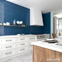Małe płytki do kuchni - Equipe Arrow Adriatic blue 5x25 cm. Kafelki ceramiczne kuchenne na ścianę w małym formacie heksagon.