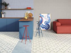 Matowe kafelki do kuchni - Harmony RABAT BLUE, SILVER 6x24,6cm