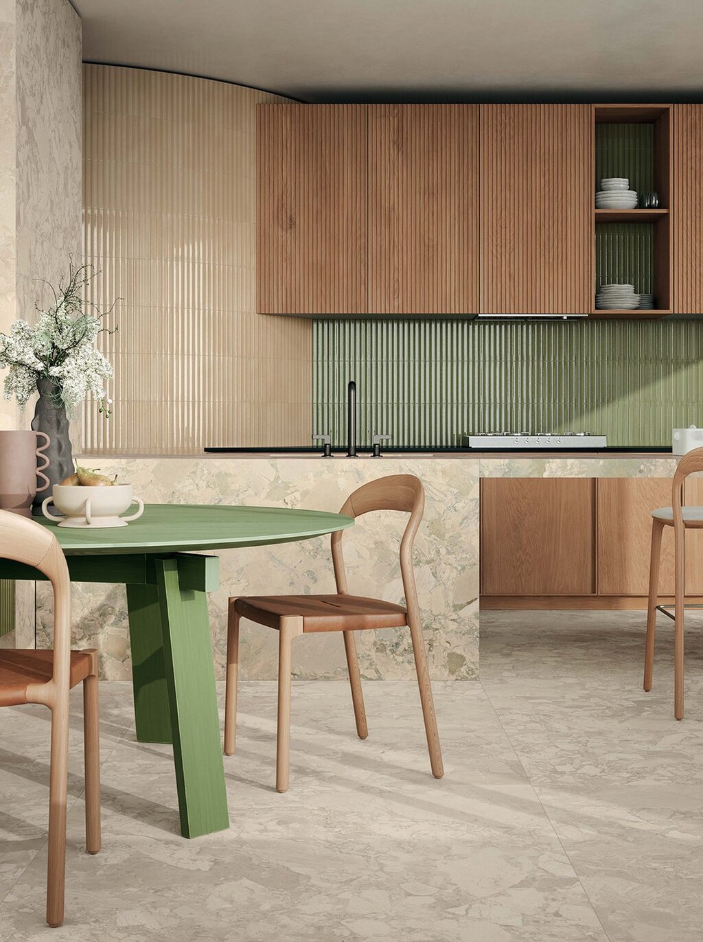 Płytki 3d zielone kuchenne Marca Corona Miniature Rima Posidonia 6x24 K055