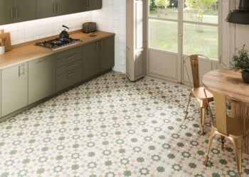 Płytki we wzory do kuchni na podłogę - Harmony Doha Green Star SP/22,3