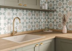 Płytki we wzory ścienne do kuchni - Harmony Doha Green Flower SP/22,3