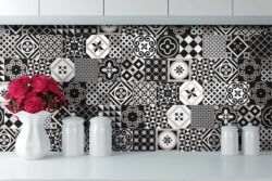 Płytki patchwork na ścianę, Absolut Keramika Samoa 15X90 cm. Płytki dekoracyjne, patchworkowe jako fartuch w kuchni od hiszpańskiego producenta Absolut Keramika