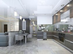 Absolut Keramika Ellesmere 60x60 cm. Dekor i płytka bazowa w kuchni na podłodze.