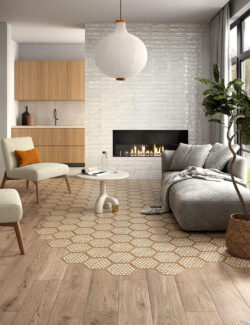 Białe cegiełki na kominek połysk Marca Corona Multiforme Talco 7,5x30 cm I852