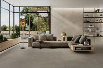 Caesar Slab2 Ash 60x120 gres imitujący łupek szarobeżowy salon