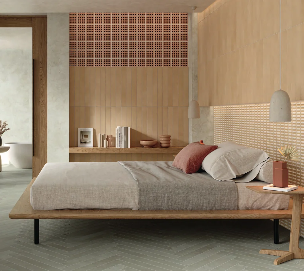 Długie cegiełki piaskowy beż, dekoracyjne na ścianie - MARCA CORONA Longarine Calcecreta Manto Bisque 7.5X60 J853