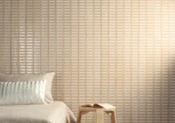 Nowoczesne, beżowe płytki dekoracyjne na ścianie - MARCA CORONA Longarine Calcecreta Manto Bisque 7.5X60 J853