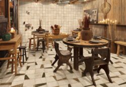 Płytki białe retro ścienne - Peronda Fs WABI 33x33 cm. Płytki Peronda, retro w salonie na ścianie.