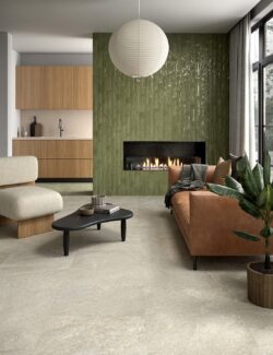 Płytki cegiełki zielone na kominek Marca Corona Multiforme Giada 7,5x30