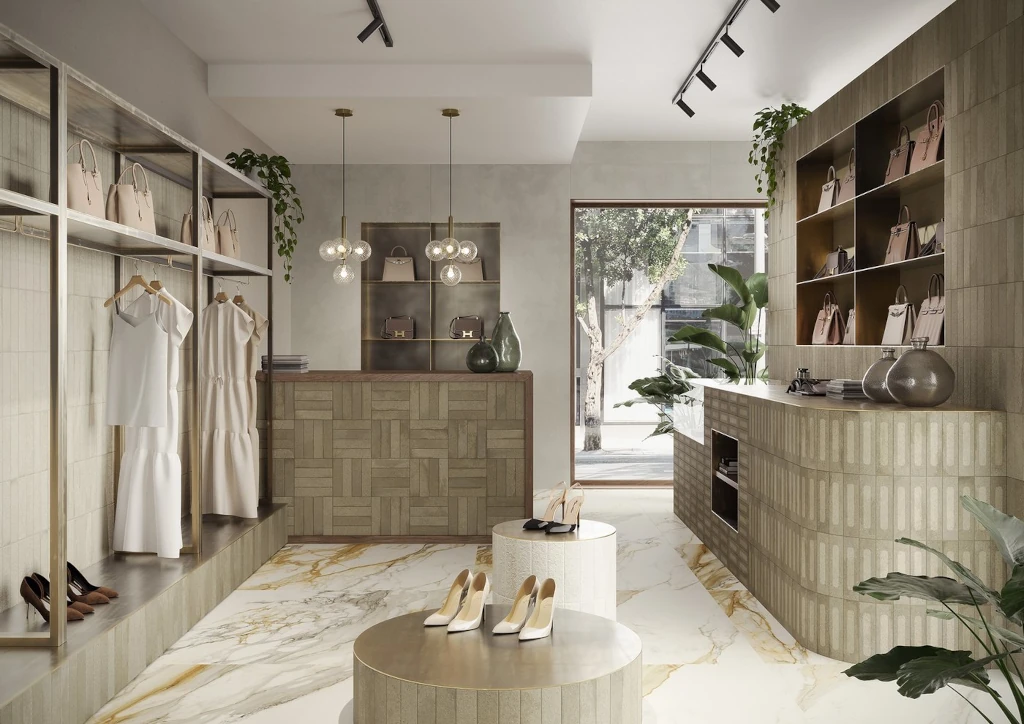 Płytki ceglane szarozielone dekor na ścianę Marca Corona Miniature Fornace Formella Verde Muschio 6x24cm J423