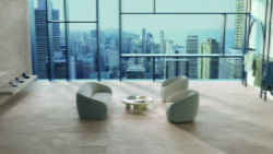 Płytki imitacja kamienia na podłogę - Peronda Museum CHICAGO MOCHA. Hiszpańskie płytki z efektem kamienia na podłodze w salonie.