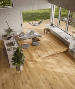 Płytki podłogowe, drewnopodobne - Ceramiche Piemme Solorovere Loft nat 20x120cm. Salon i kuchnia we włoskich płytkach imitujących drewno.