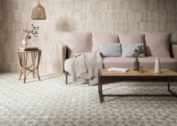 Płytki podłogowe, wzory geometryczne - Harmony Doha Taupe Flower SP 22,3x22,3